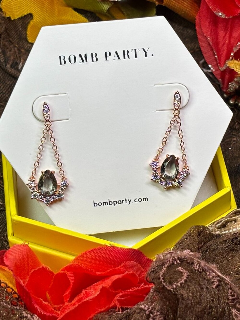 Bomb Party "Just A Dream" Morganite Luxury Drop Earrings RBP3508 MSRP $74